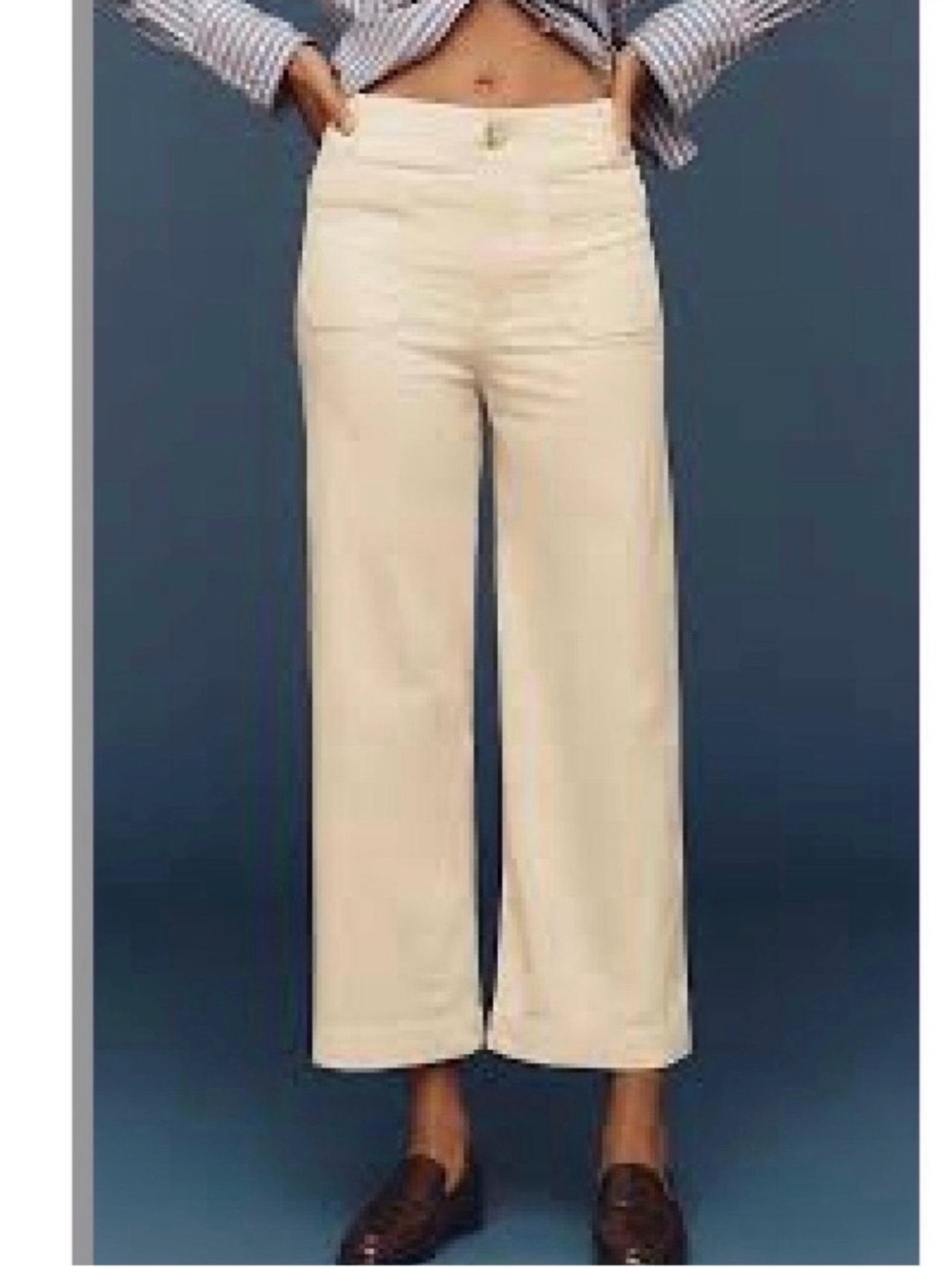 Anthropologie Maeve The Colette Cropped Cream Corduroy Pants